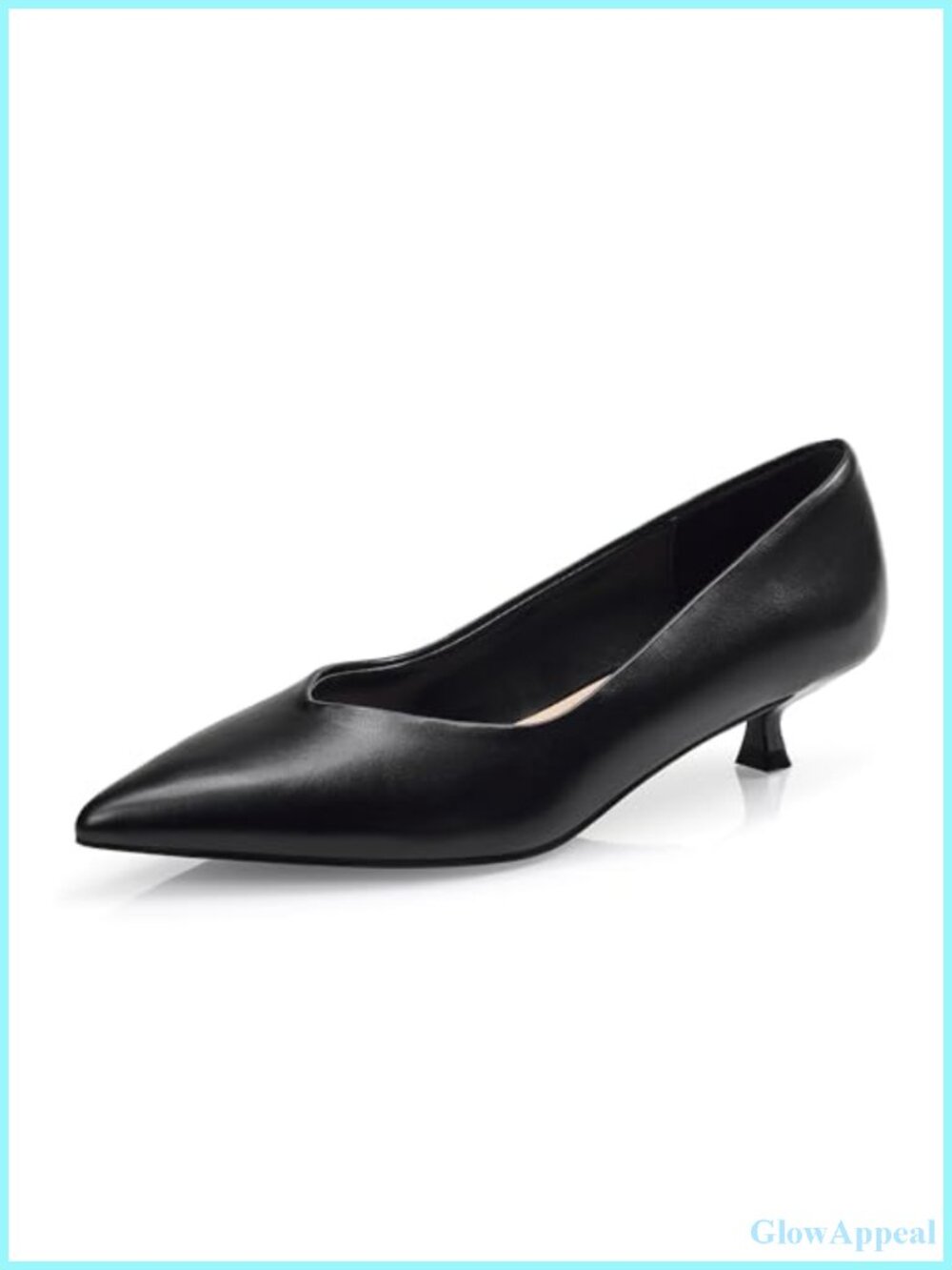 Women's Kitten Heel Pointed Toe Pumps 1 Inch Low Heel Dress Shoes